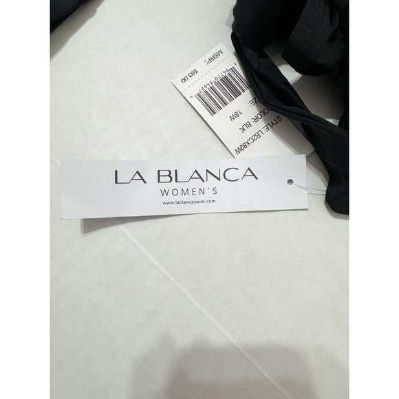 La Blanca Plus NWT Sz 18W Black Multi One Shoulder Tummy Control Bottom Swim Set - Picture 11 of 11